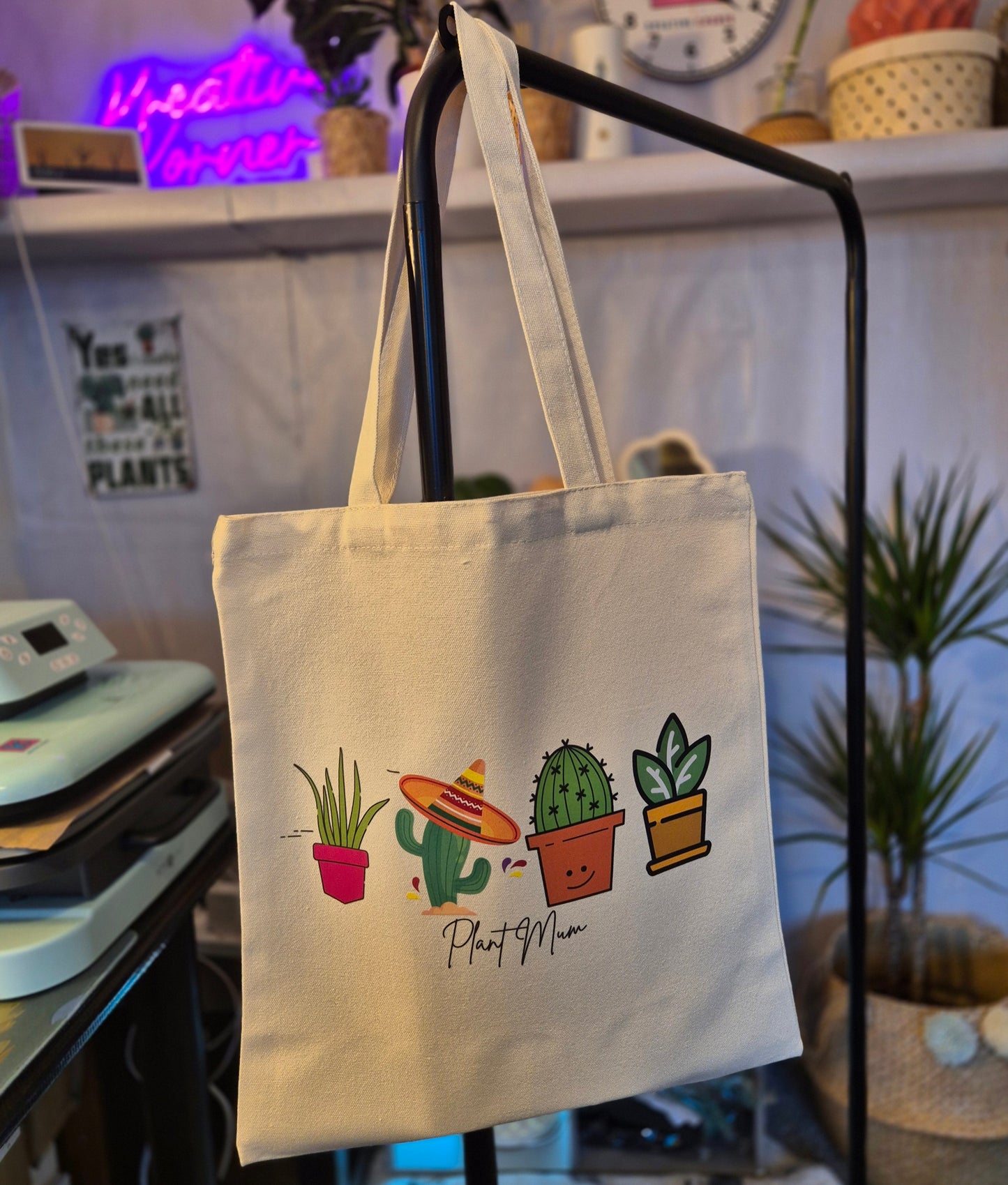 Plant Mum (4 Plants) Tote Bag size in cm 35Wx40H