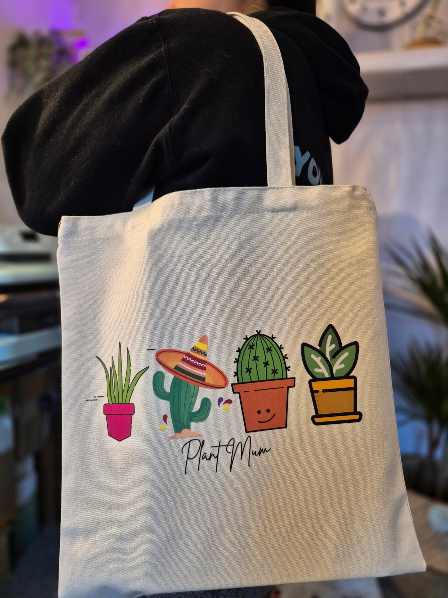 Plant Mum (4 Plants) Tote Bag size in cm 35Wx40H