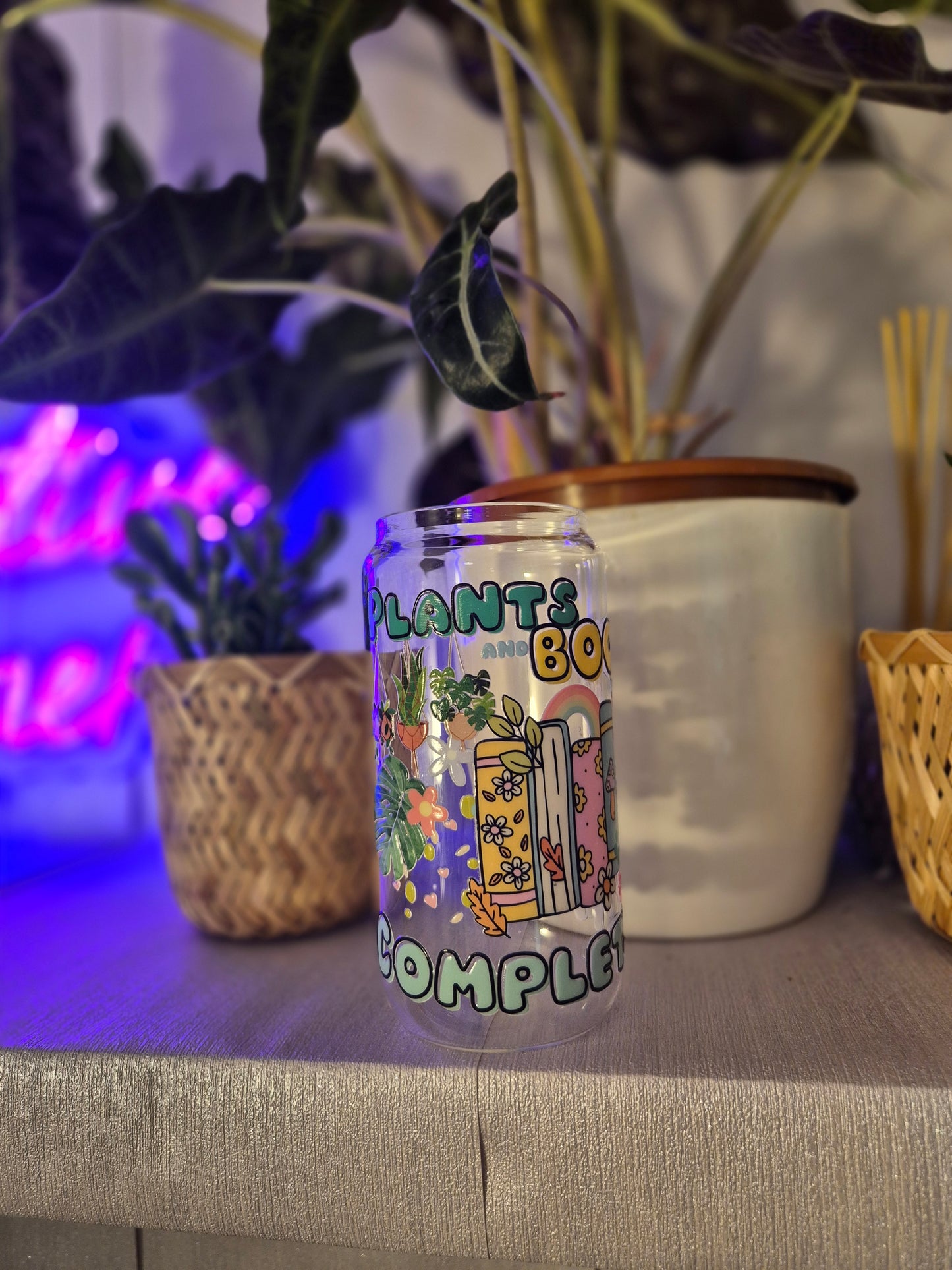 Plants and Books Glass Can 550ml