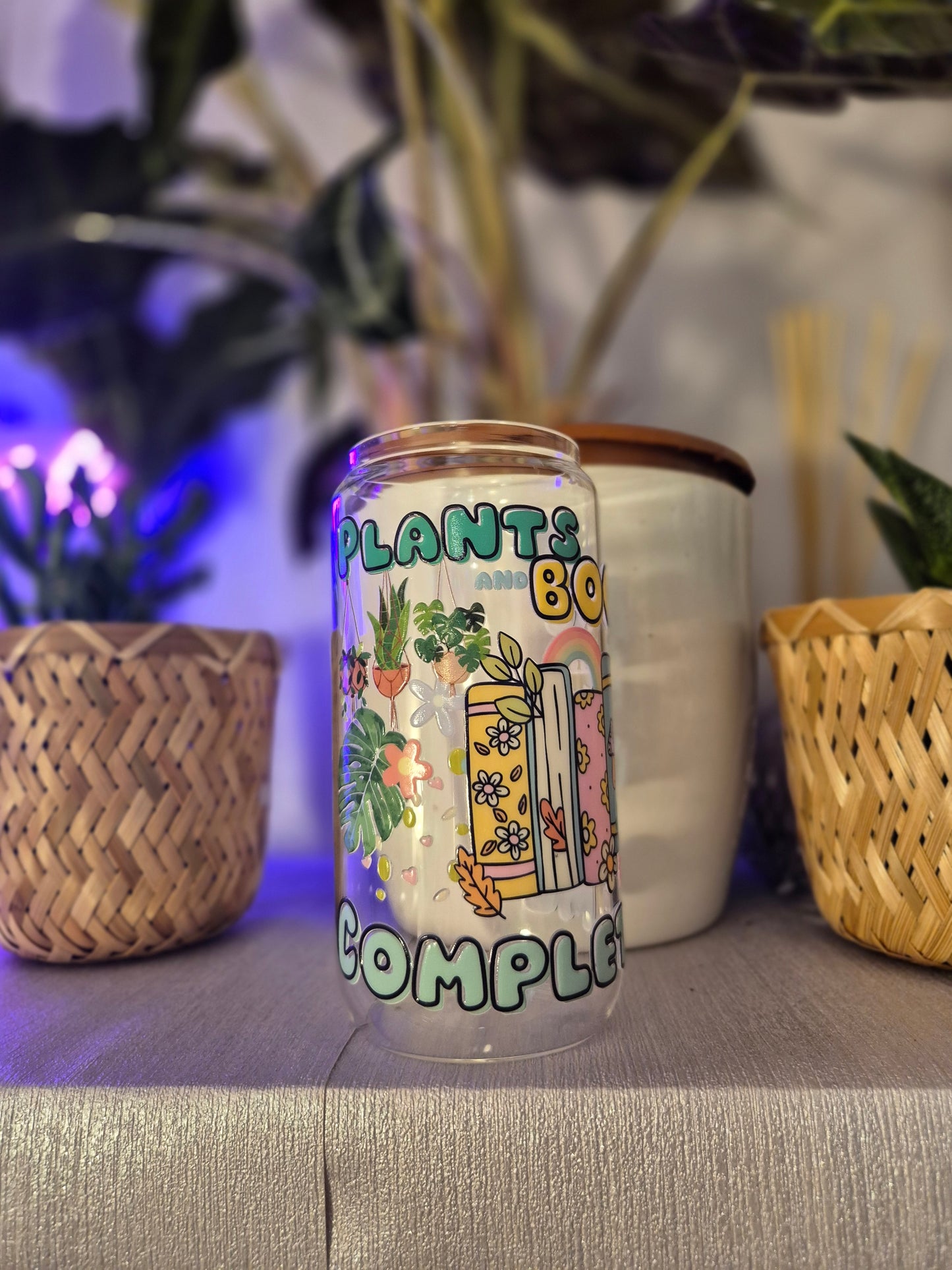 Plants and Books Glass Can 550ml