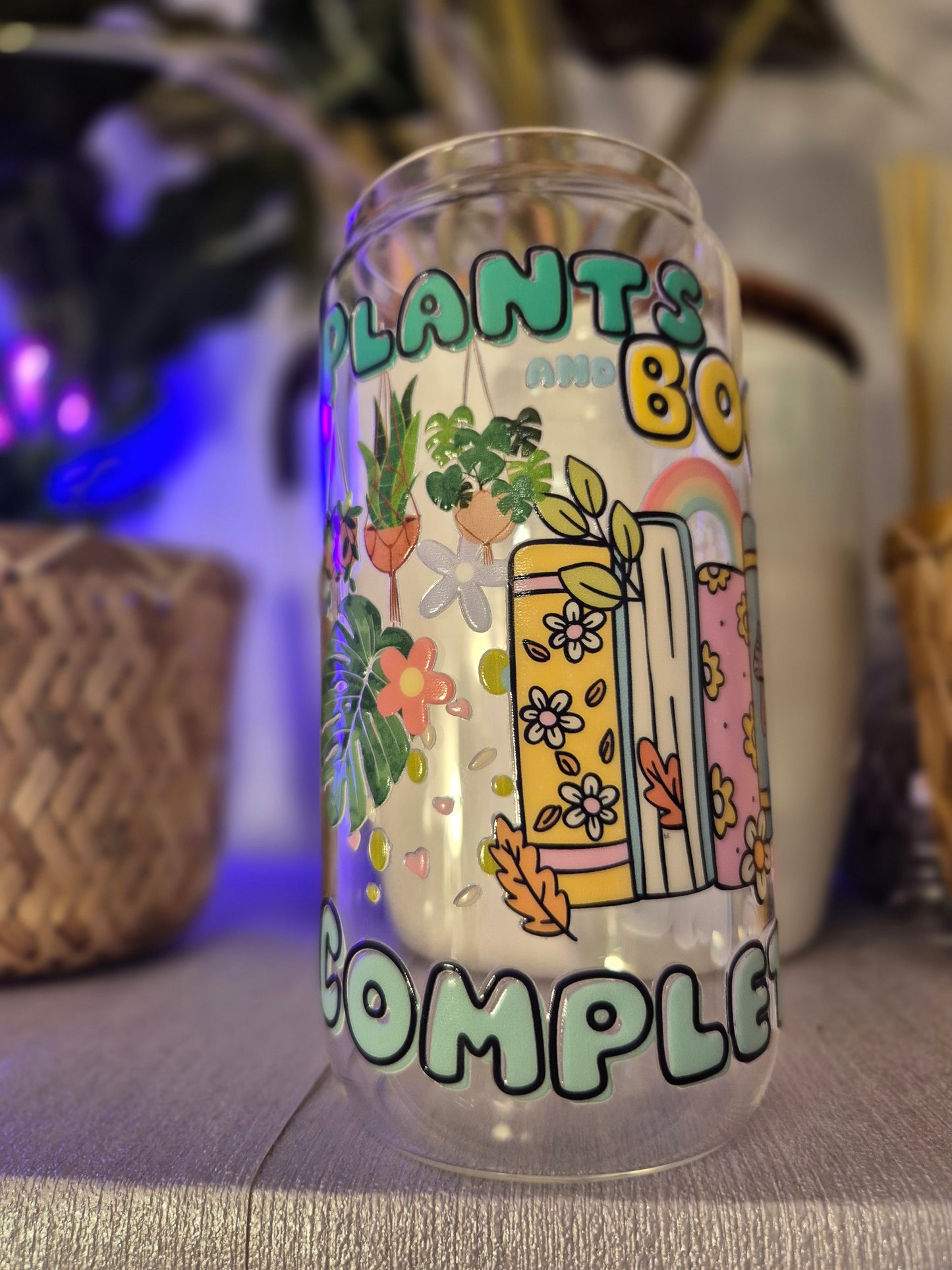 Plants and Books Glass Can 550ml