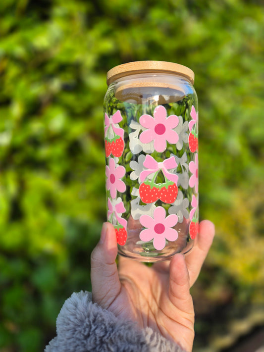 Strawberry and Flower Glasscan 470ml