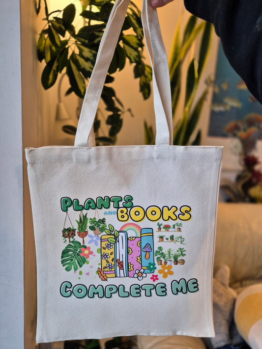 Plants and Books Tote Bag size in cm 35W×40H