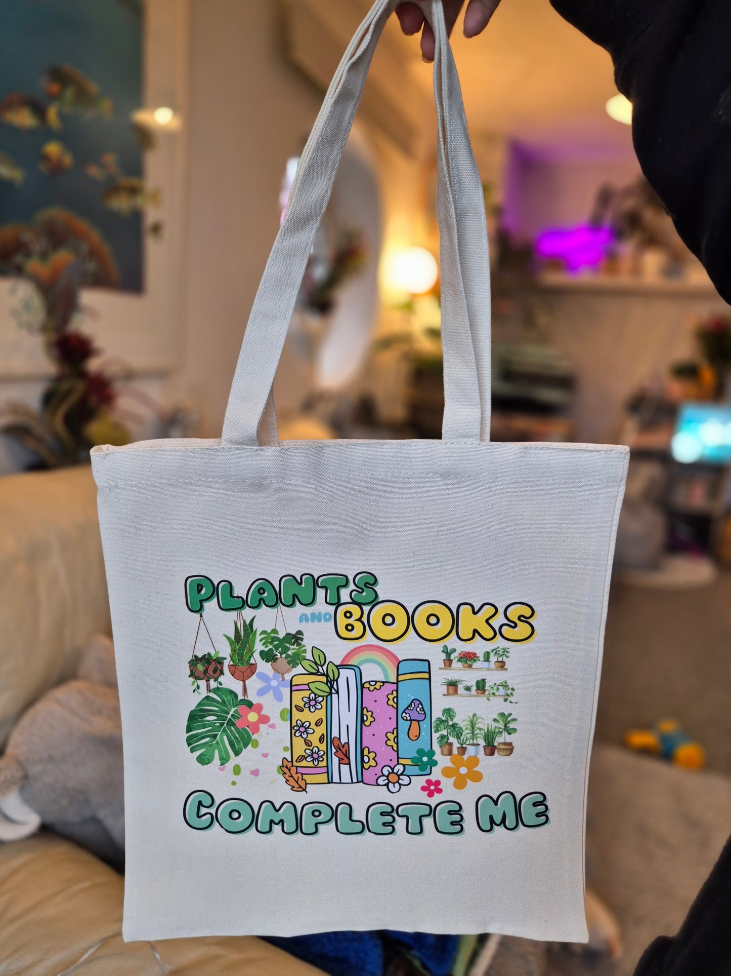 Plants and Books Tote Bag size in cm 35W×40H