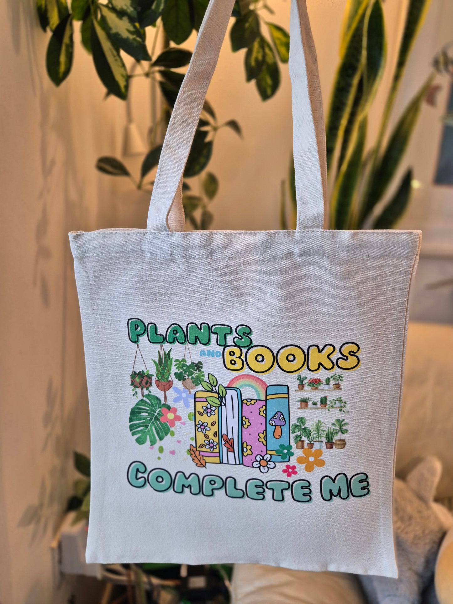 Plants and Books Tote Bag size in cm 35W×40H