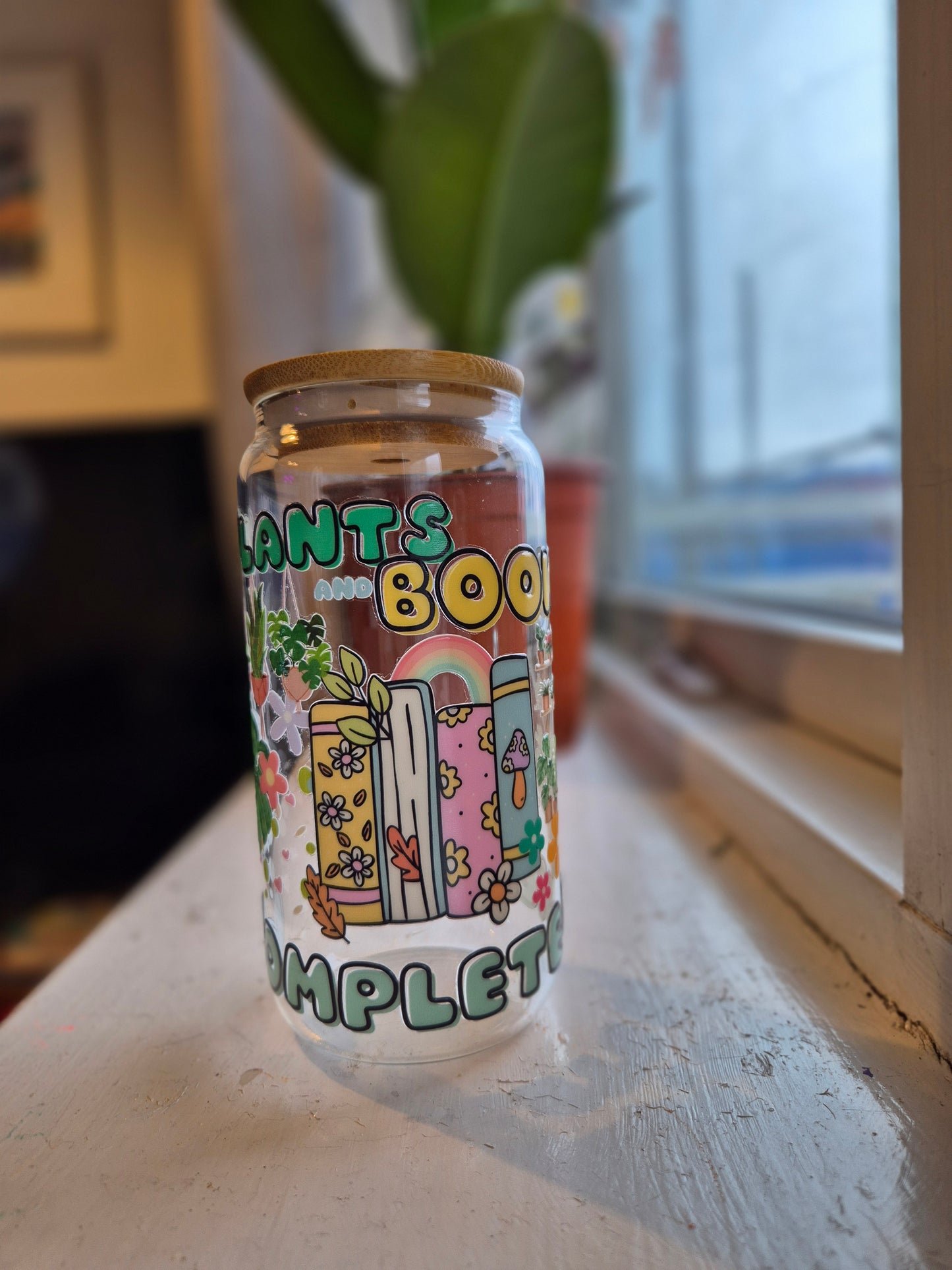 Plants and Books Glass Can 550ml
