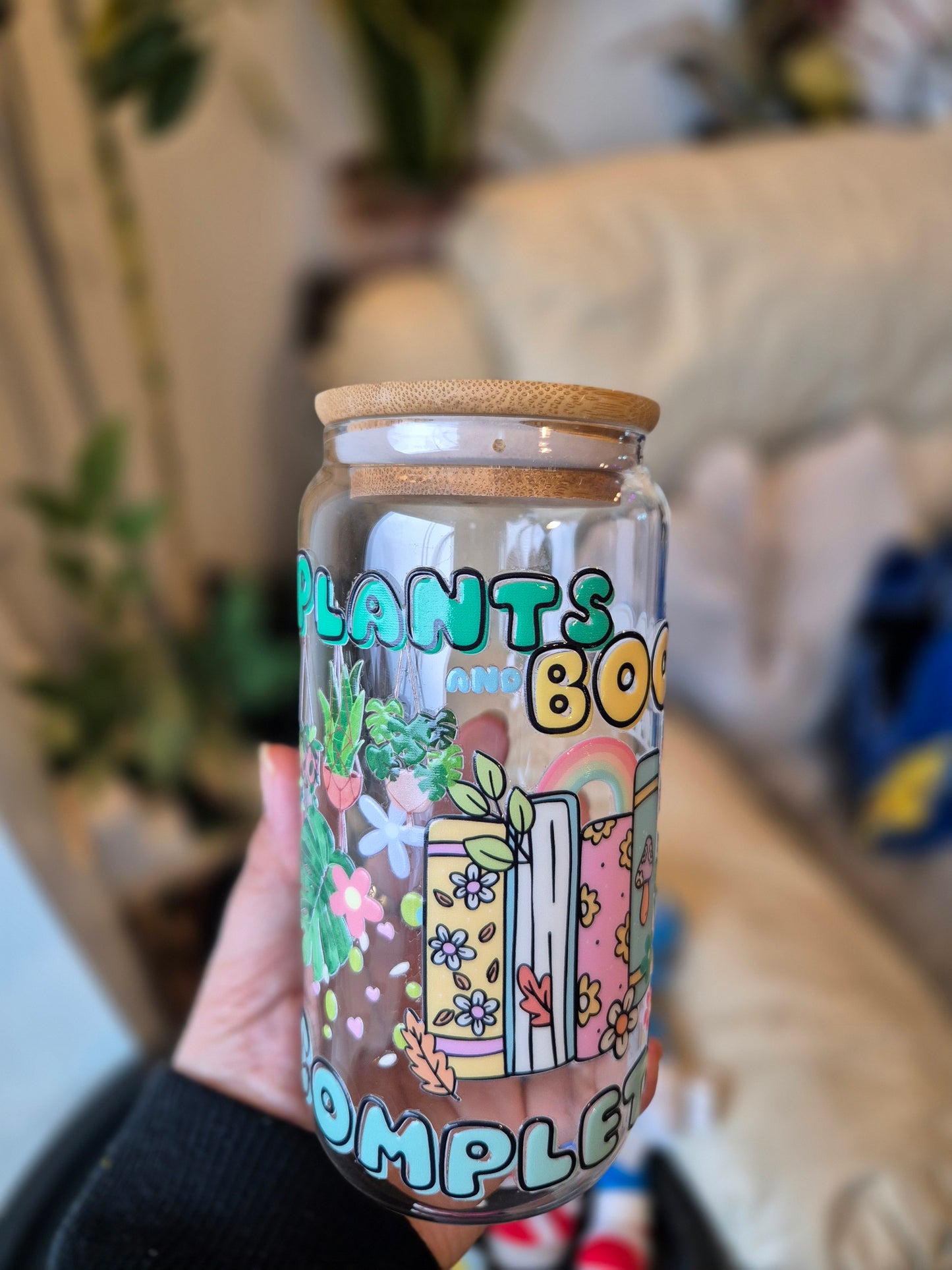 Plants and Books Glass Can 550ml