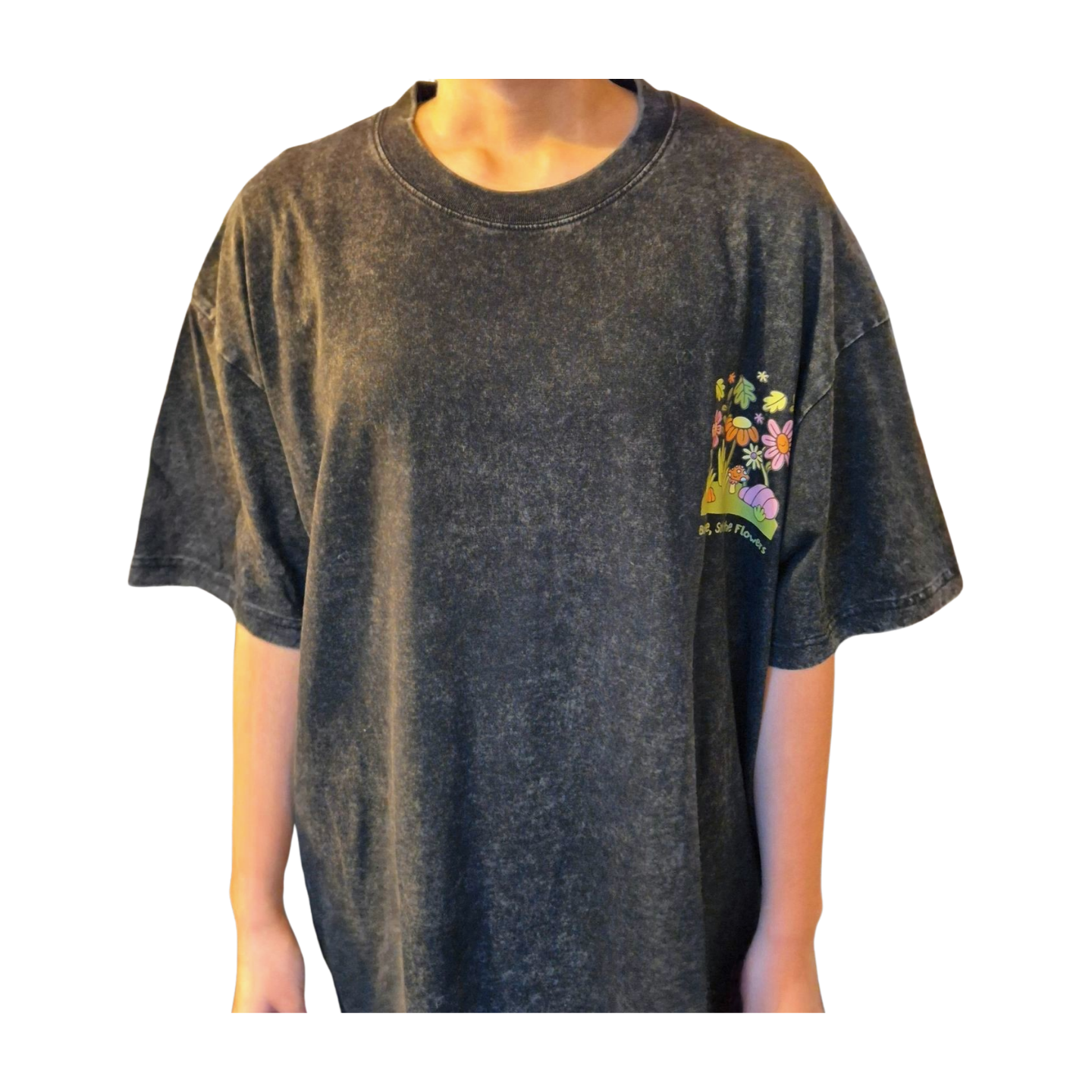Breathe, Smell the Flowers Oversized T-shirt Retro Washed